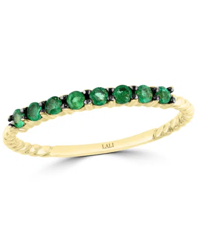 Lali Jewels Sapphire Stack Ring (1/3 Ct. T.w.) In 14k White Gold In Emerald,yg