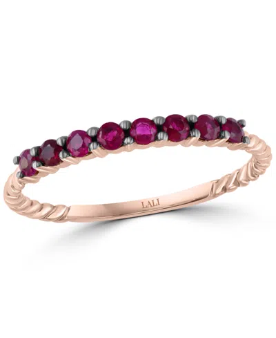 Lali Jewels Sapphire Stack Ring (1/3 Ct. T.w.) In 14k White Gold In Ruby,rg