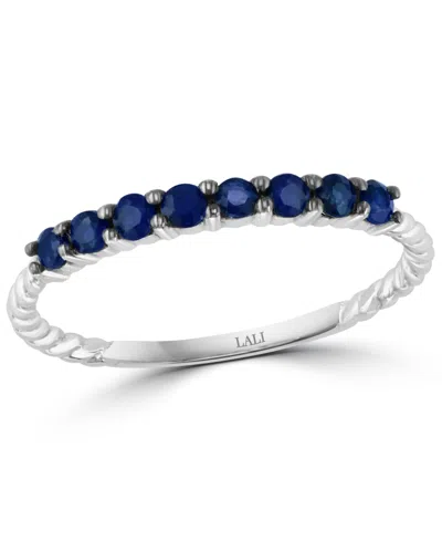 Lali Jewels Sapphire Stack Ring (1/3 Ct. T.w.) In 14k White Gold In Sapphire,wg