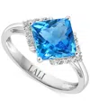 Lali Jewels Swiss Blue Topaz (3-3/8 Ct. T.w.) & Diamond (1/20 Ct. T.w.) Ring In 14k White Gold In White Gold