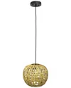 Lalia Home 1-light 11.38in Bohemian Farmhouse Coastal Woven Paper Shade  Pendant In Brown