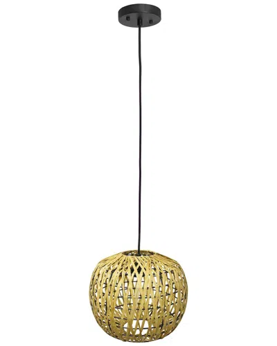 Lalia Home 1-light 11.38in Bohemian Farmhouse Coastal Woven Paper Shade  Pendant In Brown