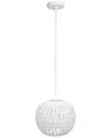 Lalia Home 1-light 11.38in Bohemian Farmhouse Coastal Woven Paper Shade  Pendant In White