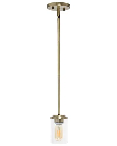 Lalia Home 1-light 5.75in Minimalist Industrial Farmhouse Adjustable Hanging  Clear Cylinder Glass Pendant Fixt In Gold