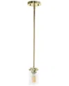 Lalia Home 1-light 5.75in Minimalist Industrial Farmhouse Adjustable Hanging  Clear Cylinder Glass Pendant Fixt In Gold