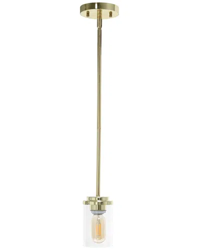 Lalia Home 1-light 5.75in Minimalist Industrial Farmhouse Adjustable Hanging  Clear Cylinder Glass Pendant Fixt In Gold