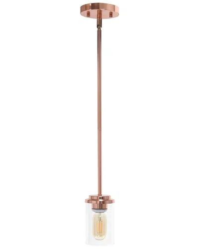 Lalia Home 1-light 5.75in Minimalist Industrial Farmhouse Adjustable Hanging  Clear Cylinder Glass Pendant Fixt In Gold