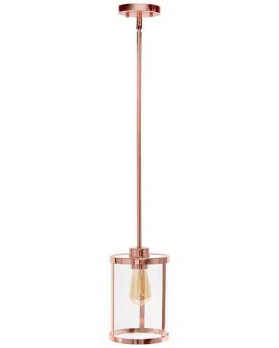 Lalia Home 1-light 9.25in Modern Farmhouse Adjustable Hanging Cylindrical  Clear Glass Pendant Fixture In Gold
