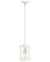Lalia Home 1-light 9.25in Modern Farmhouse Adjustable Hanging Cylindrical  Clear Glass Pendant Fixture In White
