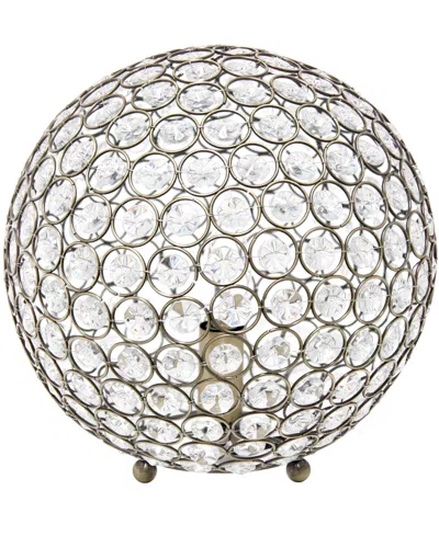 Lalia Home 10" Elipse Medium Contemporary Metal Crystal Round Sphere Glamorous Orb Table Lamp In Antique Brass
