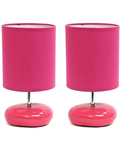 Lalia Home 10.24in Traditional Mini Round Rock Table Lamp In Red
