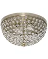 LALIA HOME 13" CLASSIX CRYSTAL GLAM TWO LIGHT DECORATIVE DOME SHAPED METAL FLUSH MOUNT CEILING FIXTURE
