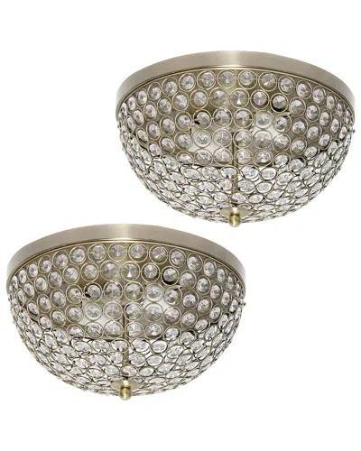 Lalia Home 13in Classix Crystal Glam 2-light Decorative Dome Flush Mount  Ceiling Fixture In Metallic