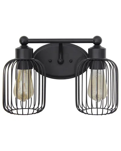 Lalia Home 14in Ironhouse 2-light Industrial Wall Mounted Fixture In Black