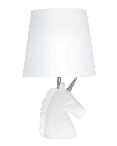 Lalia Home 15.5in Sparkling Glitter Unicorn Table Lamp With Led Bulb Included In White