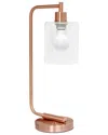 Lalia Home 18.8in Industrial Bronson Lantern Desk Table Lamp With Glass Shade  & Led Bulb Included