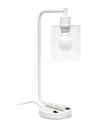 Lalia Home 18.8in Industrial Bronson Lantern Desk Table Lamp With Usb Port,  Glass Shade & Led Bulb