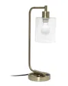 Lalia Home 18.8in Industrial Bronson Lantern Desk Table Lamp With Usb Port,  Glass Shade & Led Bulb