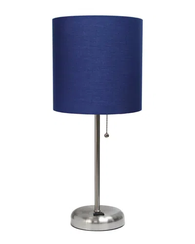 Lalia Home 19.5in Stick Table Desk Lamp With Usb Charging Port, Drum Shade &  Led Bulb Included In Gold