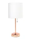 Lalia Home 19.5in Stick Table Desk Lamp With Drum Shade, Charging Outlet & Led  Bulb Included