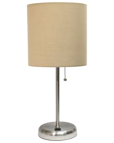 Lalia Home 19.5in Stick Table Desk Lamp With Usb Charging Port, Drum Shade &  Led Bulb Included In Blue