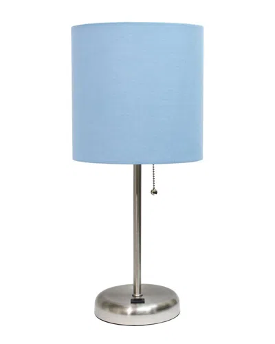 LALIA HOME LALIA HOME 19.5IN STICK TABLE DESK LAMP WITH USB CHARGING PORT, DRUM SHADE &  LED BULB INCLUDED