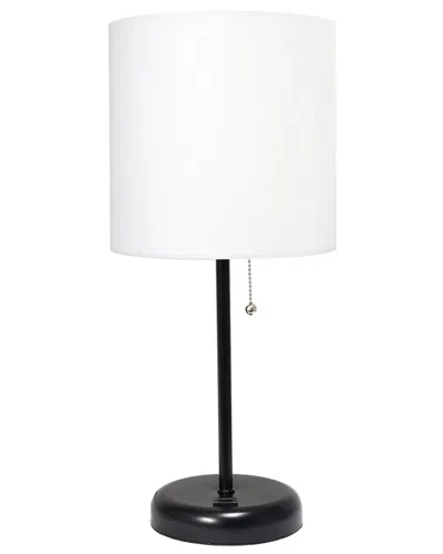 Lalia Home 19.5in Stick Table Desk Lamp With Usb Charging Port, Drum Shade &  Led Bulb Included In White