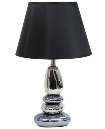Lalia Home 21.5" Contemporary Ebb And Flow Stacked Stone Table Lamp In Chrome And Metallic Blue