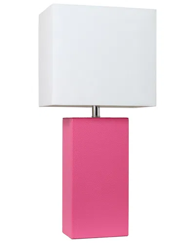 Lalia Home 21in Modern Leather Wrapped Table Lamp With Led Bulb Included In Black