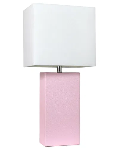 Lalia Home 21in Modern Leather Wrapped Table Lamp With Led Bulb Included In Blue