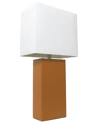 Lalia Home 21in Modern Leather Wrapped Table Lamp With Led Bulb Included In Burgundy