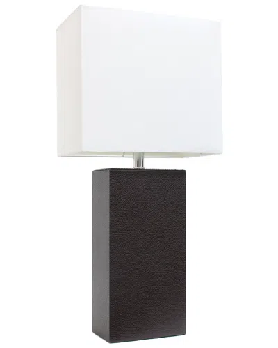 Lalia Home 21in Modern Leather Wrapped Table Lamp With Led Bulb Included In Brown
