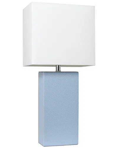Lalia Home 21in Modern Leather Wrapped Table Lamp With Led Bulb Included In Blue