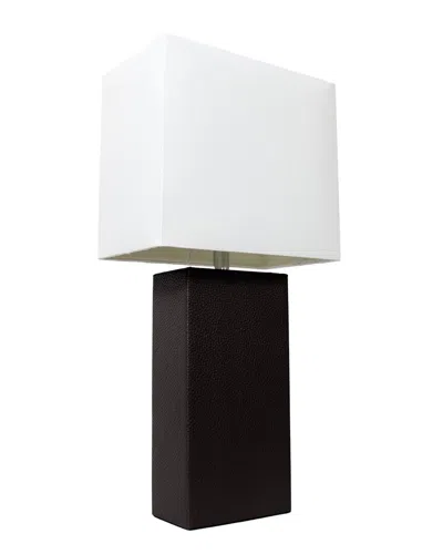 Lalia Home 21in Modern Leather Wrapped Table Lamp With Led Bulb Included In Black