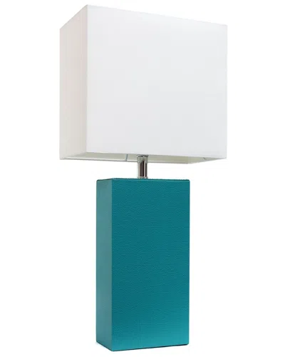 Lalia Home 21in Modern Leather Wrapped Table Lamp With Led Bulb Included In Blue