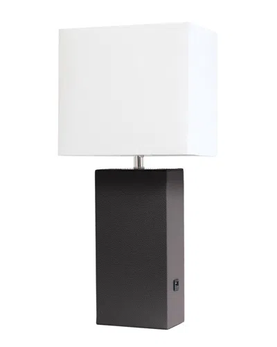 LALIA HOME LALIA HOME 21IN MODERN LEATHER WRAPPED TABLE LAMP WITH USB PORT & LED BULB  INCLUDED