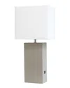 Lalia Home 21in Modern Leather Wrapped Table Lamp With Usb Port & Led Bulb  Included