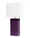 Lalia Home Lexington 21in Leather Base Modern Home Décor Bedside Table Lamp  With Usb Charging Port