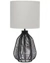Lalia Home 21in Vintage Rattan Wicker Style Paper Rope Bedside Table Lamp In Black