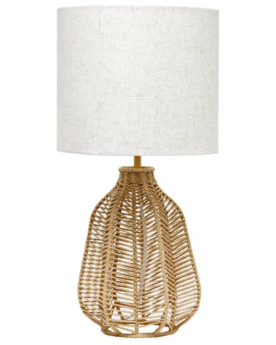 Lalia Home 21in Vintage Rattan Wicker Style Paper Rope Bedside Table Lamp In Brown