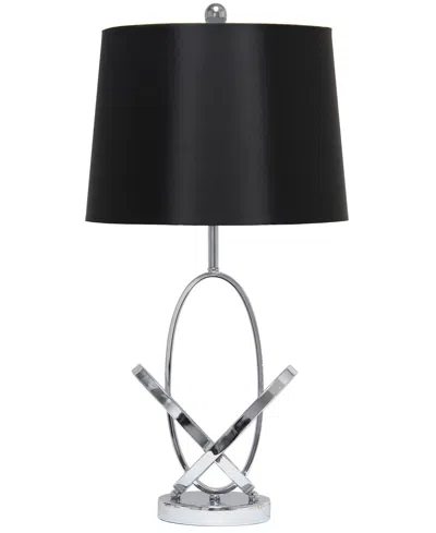 Lalia Home 27.25" Glossy State-of-the-art Modern Entwined Table Lamp In Chrome,black Shade