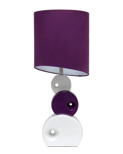 Lalia Home 28.5in Modern Stacked Circle Table Lamp With Angled Drum Shade In Purple