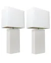 Lalia Home Laila Home 2pk Modern Leather Table Lamps With White Fabric Shades In White