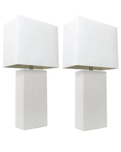 Lalia Home Laila Home 2pk Modern Leather Table Lamps With White Fabric Shades
