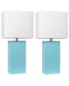 Lalia Home Laila Home 2pk Modern Leather Table Lamps With White Fabric Shades In Aqua