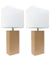 Lalia Home Laila Home 2pk Modern Leather Table Lamps With White Fabric Shades In Beige