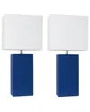 Lalia Home Laila Home 2pk Modern Leather Table Lamps With White Fabric Shades In Blue