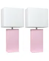 Lalia Home Laila Home 2pk Modern Leather Table Lamps With White Fabric Shades In Blush