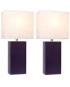 Lalia Home Laila Home 2pk Modern Leather Table Lamps With White Fabric Shades In Purple