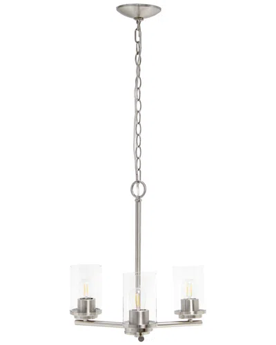 Lalia Home 3-light 15in Classic Contemporary Clear Glass And Metal Hanging  Pendant Chandelier In Silver